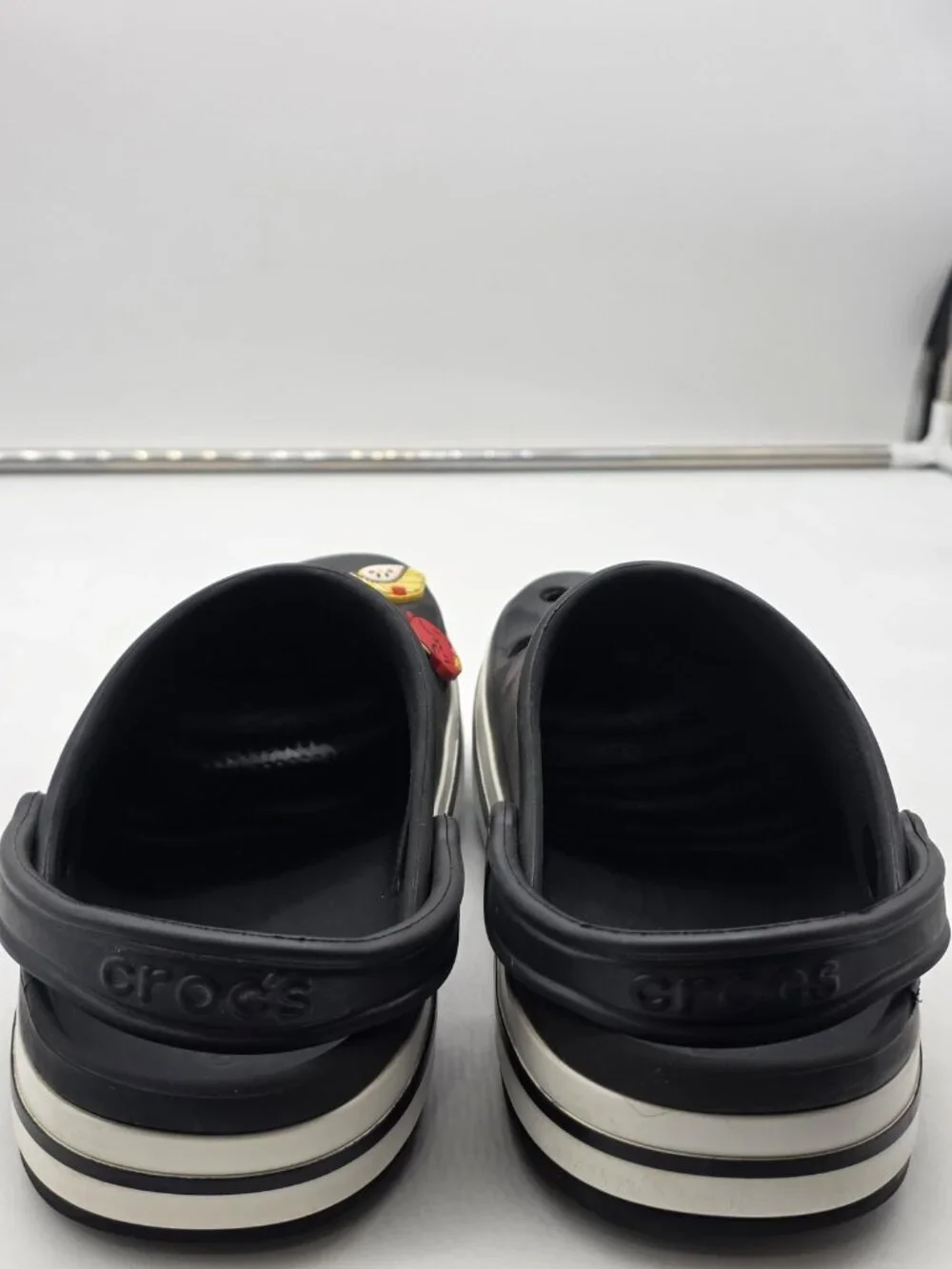 Crocs Clog Shoes Mens Size 9 Black Jibbitz Slip On Sandals Stains Comfort Casual - Picture 7 of 12